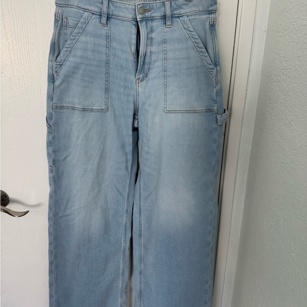 Light Blue Wide-Leg Women's Jeans - Picture 2 of 6